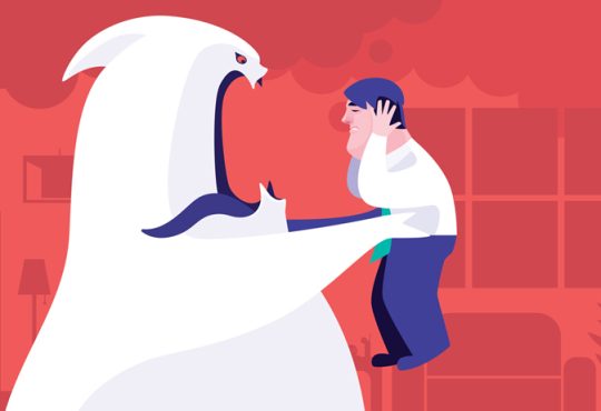 Un fantôme qui prend une personne dans ses bras.