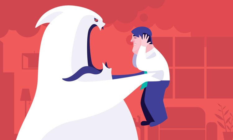 Un fantôme qui prend une personne dans ses bras.
