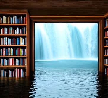 Bibliothèque sous une chute